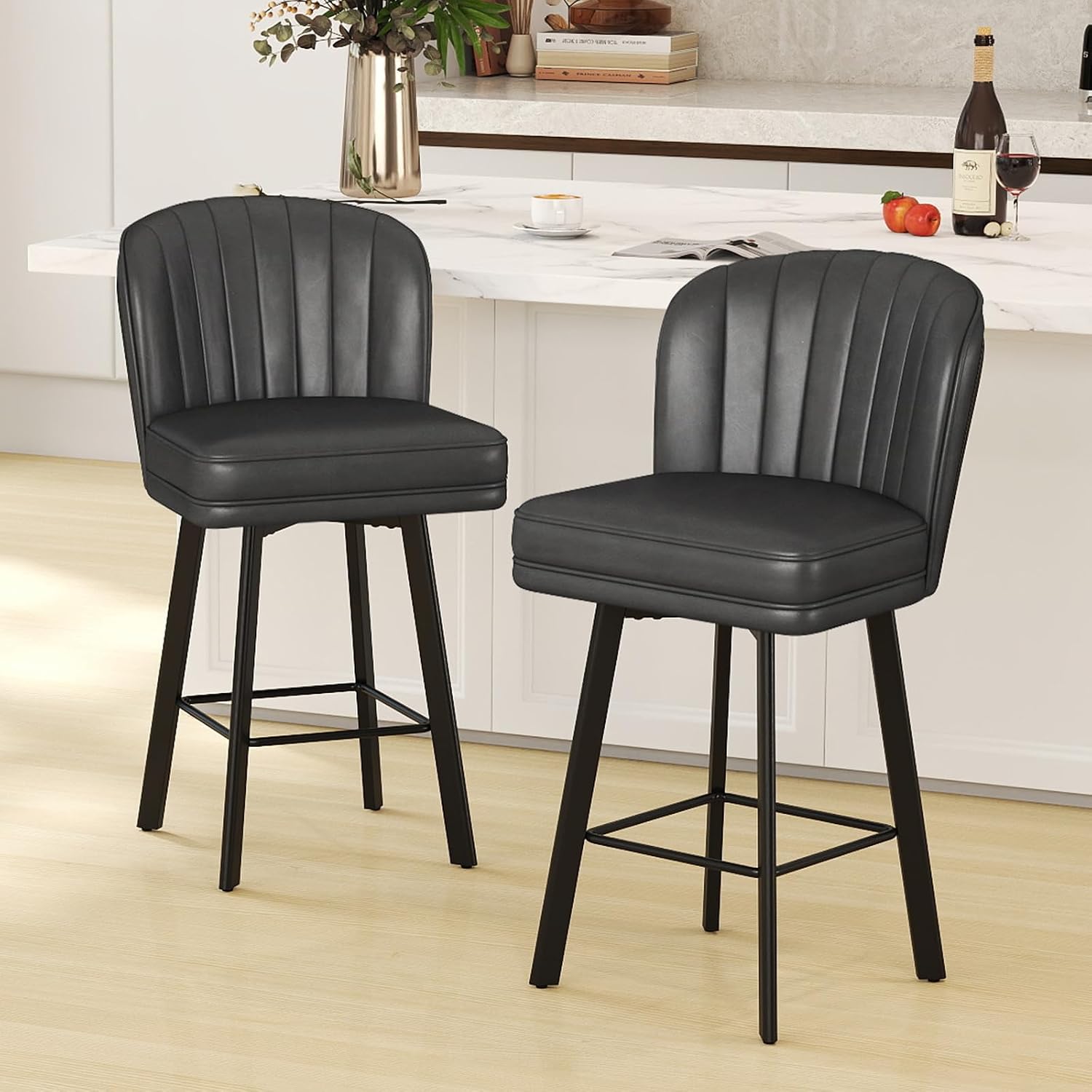 Commercial Kitchen Island - Conjunto de 2 Banquetas Modernas Giratórias