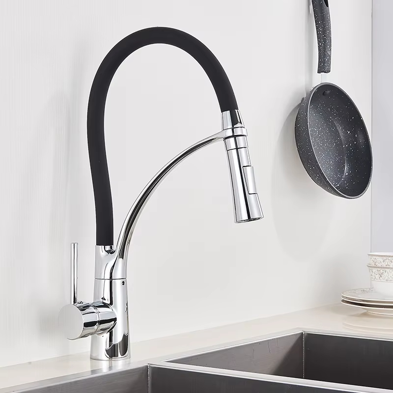 Commercial Kitchen Mixer Tap - Torneira de Cozinha Preta Giratória com