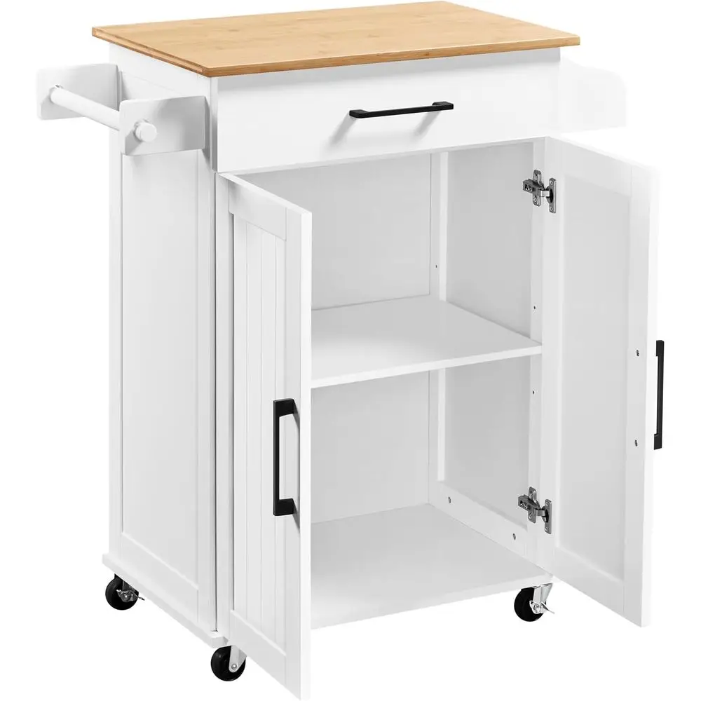Commercial Kitchen Island - Carrinho de Cozinha Branco com Prateleira