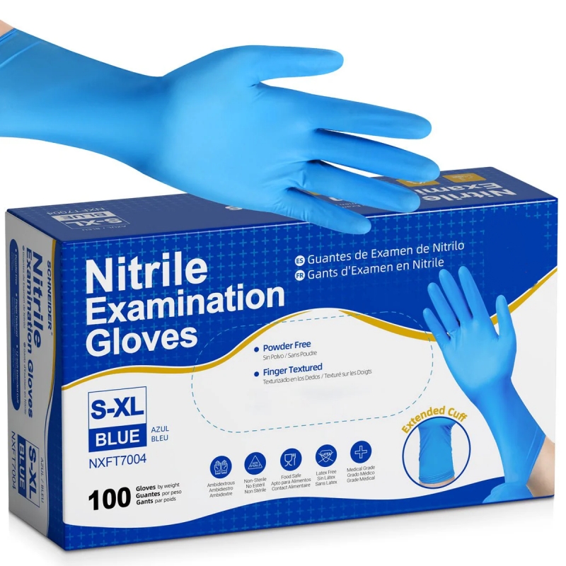 Commercial Kitchen Gloves - Luvas descartáveis ​​de nitrilo azul, 20-50-100