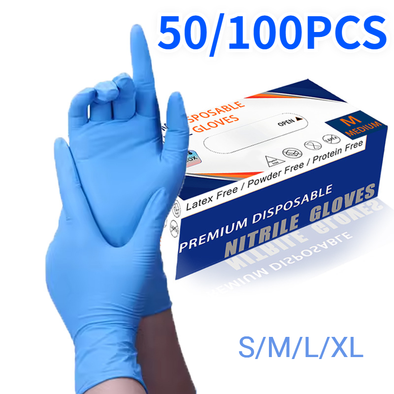 Commercial Kitchen Gloves - 50/100 pçs luvas de nitrilo azul