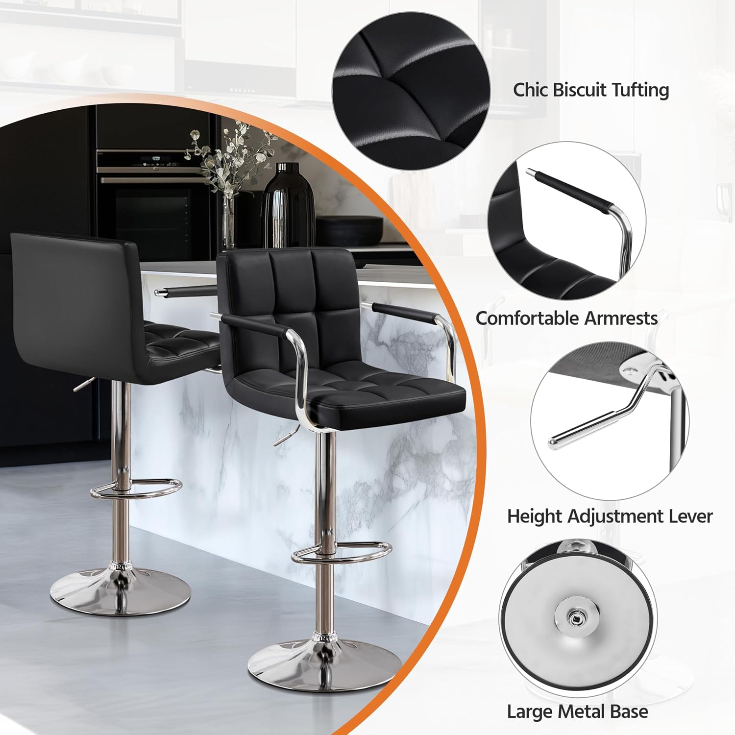 Conjunto de 2 bancos de bar, b - Commercial Kitchen Island avaliação e preço