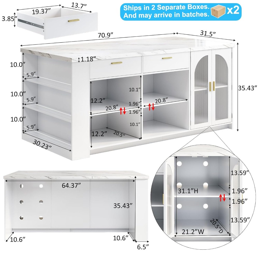 Ilha de cozinha grande de 71 p - Commercial Kitchen Island avaliação e preço